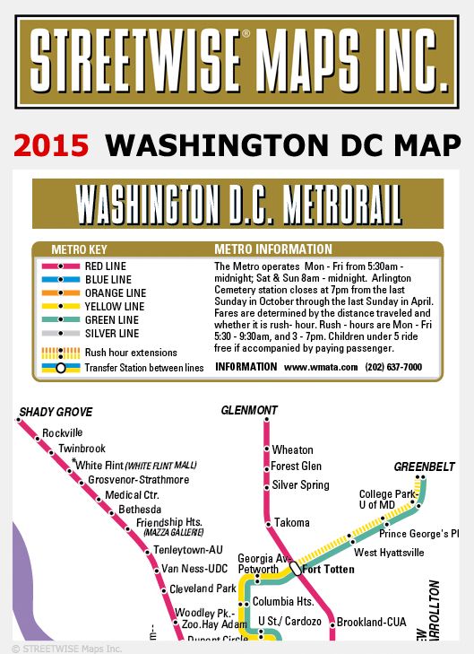 Streetwise Washington, DC Map - Laminated City Center Street Map of Washington, DC - Folding Pocket Size Travel Map With Metro (2015)
