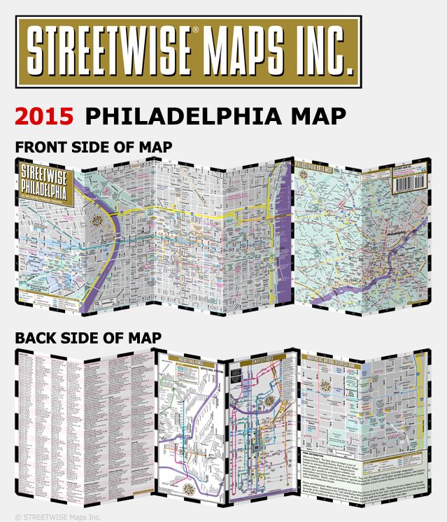 Streetwise Philadelphia Map - Laminated City Center Street Map of Philadelphia, PA - Folding Pocket Size Travel Map With Metro (2015)