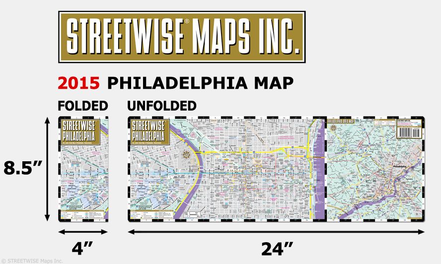 Streetwise Philadelphia Map - Laminated City Center Street Map of Philadelphia, PA - Folding Pocket Size Travel Map With Metro (2015)