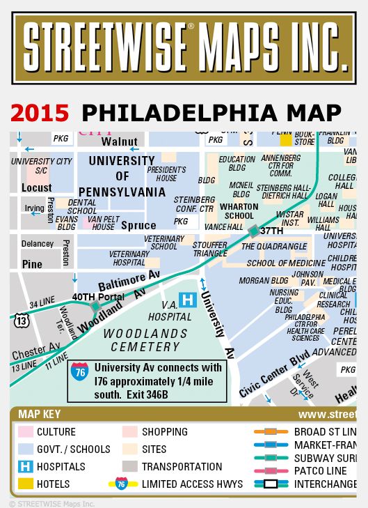 Streetwise Philadelphia Map - Laminated City Center Street Map of Philadelphia, PA - Folding Pocket Size Travel Map With Metro (2015)