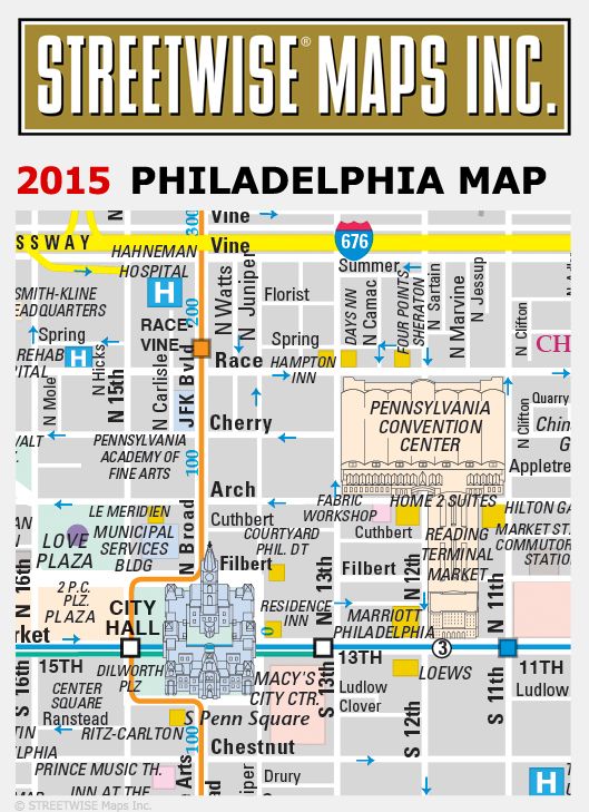 Streetwise Philadelphia Map - Laminated City Center Street Map of Philadelphia, PA - Folding Pocket Size Travel Map With Metro (2015)