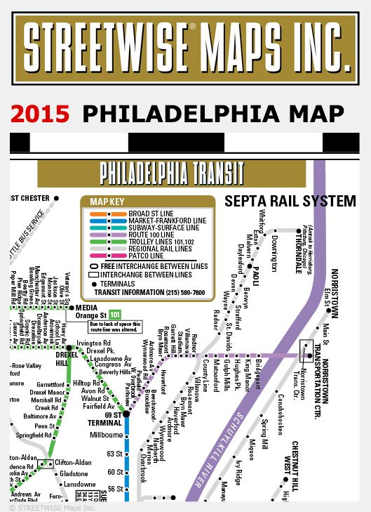 Streetwise Philadelphia Map - Laminated City Center Street Map of Philadelphia, PA - Folding Pocket Size Travel Map With Metro (2015)
