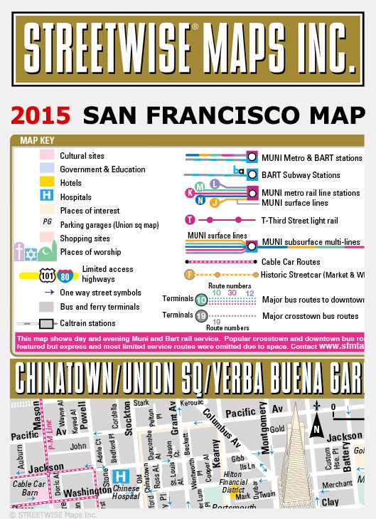 Streetwise San Francisco Map - Laminated City Center Street Map of San Francisco, California - Folding Pocket Size Travel Map With Metro (2015)