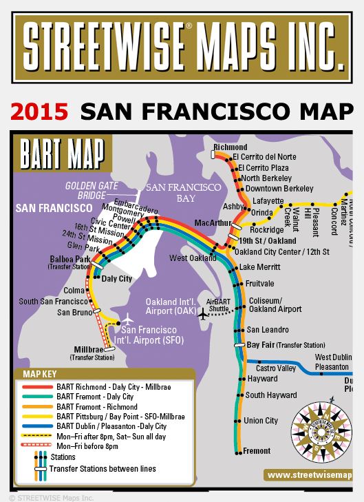 Streetwise San Francisco Map - Laminated City Center Street Map of San Francisco, California - Folding Pocket Size Travel Map With Metro (2015)