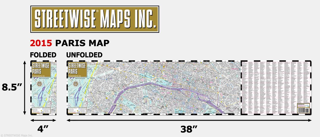 Streetwise Paris Map - Laminated City Center Street Map of Paris, France - Folding Pocket Size Travel Map With Metro (2015)