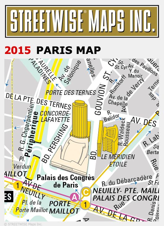 Streetwise Paris Map - Laminated City Center Street Map of Paris, France - Folding Pocket Size Travel Map With Metro (2015)