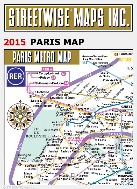 Streetwise Paris Map - Laminated City Center Street Map of Paris, France - Folding Pocket Size Travel Map With Metro (2015)