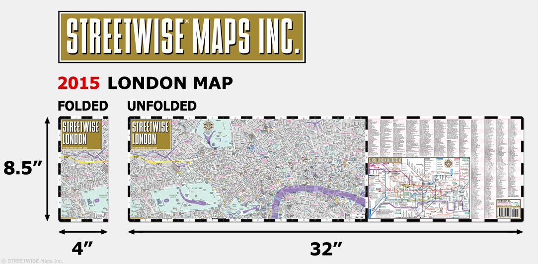 Streetwise London Map - Laminated City Center Street Map of London, England - Folding Pocket Size Travel Map With Metro / Edition 2013