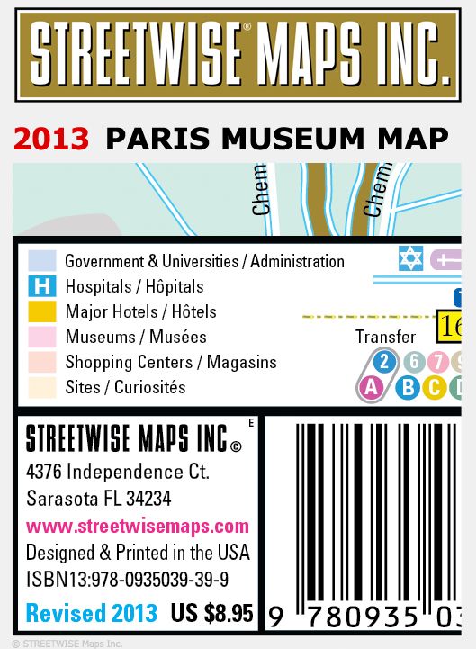 Artwise Paris Museum Map - Laminated Museum Map of Paris, FR - Streetwise Maps (2013)