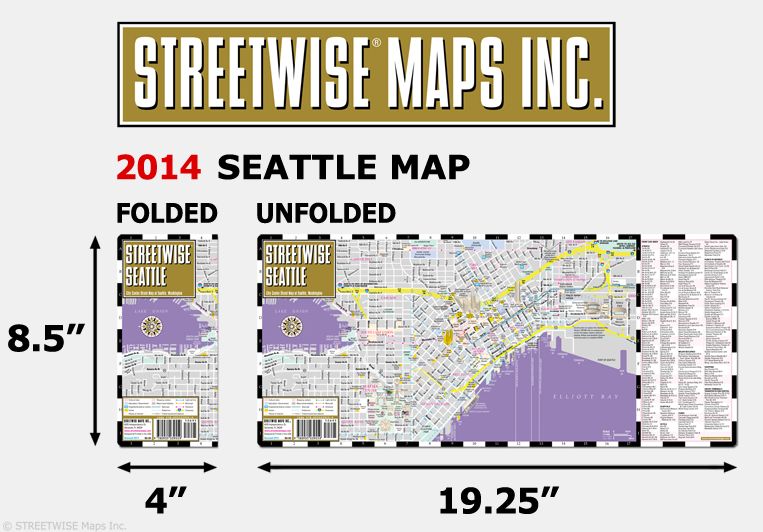 Streetwise Seattle Map - Laminated City Center Street Map of Seattle, Washington - Folding Pocket Size Travel Map With Metro (2014)