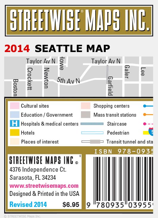 Streetwise Seattle Map - Laminated City Center Street Map of Seattle, Washington - Folding Pocket Size Travel Map With Metro (2014)