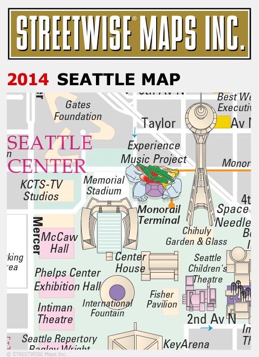 Streetwise Seattle Map - Laminated City Center Street Map of Seattle, Washington - Folding Pocket Size Travel Map With Metro (2014)