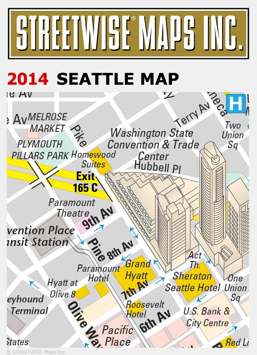 Streetwise Seattle Map - Laminated City Center Street Map of Seattle, Washington - Folding Pocket Size Travel Map With Metro (2014)