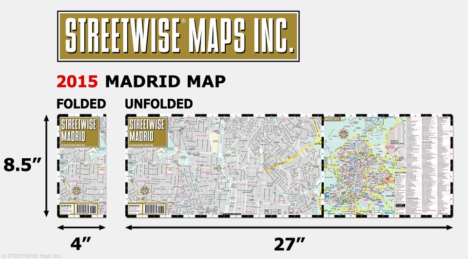 Streetwise Madrid Map - Laminated City Center Street Map of Madrid, Spain - Folding Pocket Size Travel Map With Metro (2015)