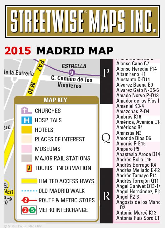 Streetwise Madrid Map - Laminated City Center Street Map of Madrid, Spain - Folding Pocket Size Travel Map With Metro (2015)