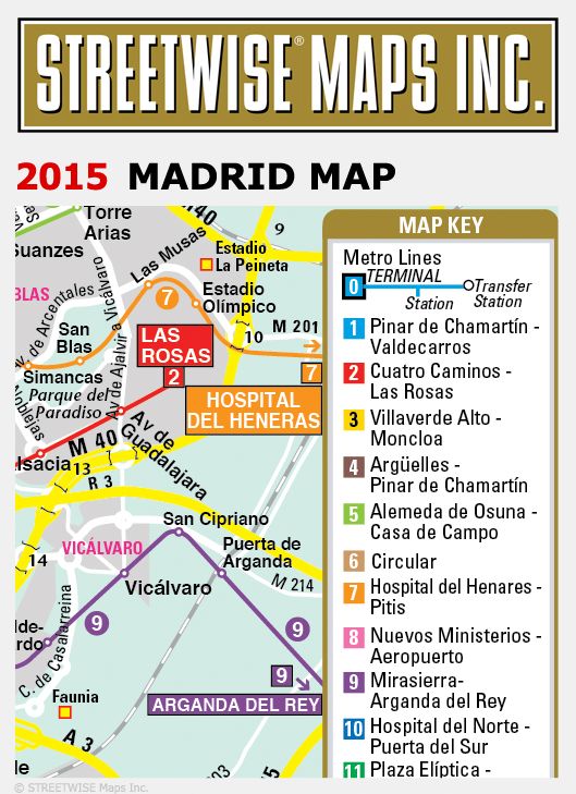 Streetwise Madrid Map - Laminated City Center Street Map of Madrid, Spain - Folding Pocket Size Travel Map With Metro (2015)