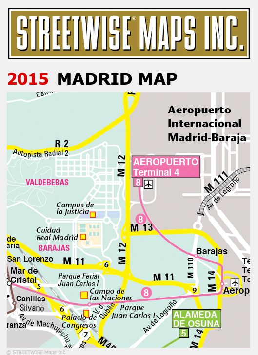 Streetwise Madrid Map - Laminated City Center Street Map of Madrid, Spain - Folding Pocket Size Travel Map With Metro (2015)