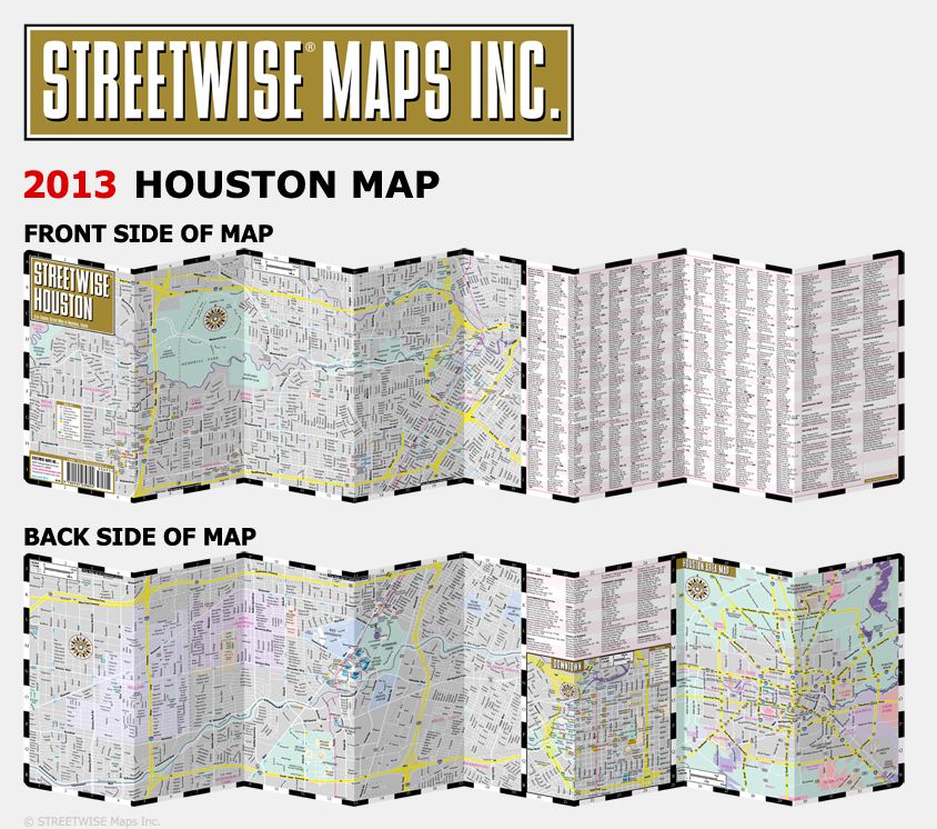 Streetwise Houston Map - Laminated City Center Street Map of Houston, Texas - Folding Pocket Size Travel Map With Metro (2013)