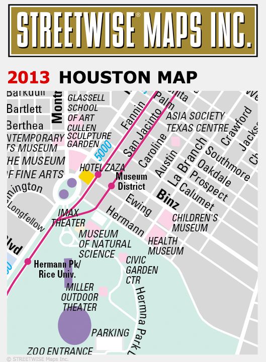 Streetwise Houston Map - Laminated City Center Street Map of Houston, Texas - Folding Pocket Size Travel Map With Metro (2013)