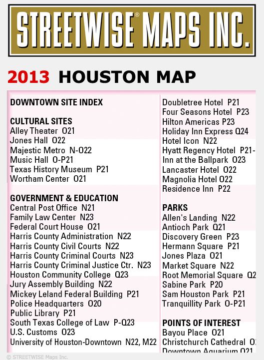 Streetwise Houston Map - Laminated City Center Street Map of Houston, Texas - Folding Pocket Size Travel Map With Metro (2013)