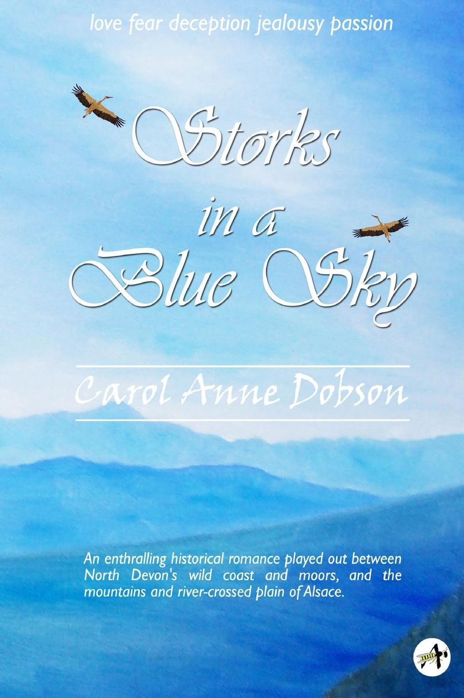 Storks in a blue sky