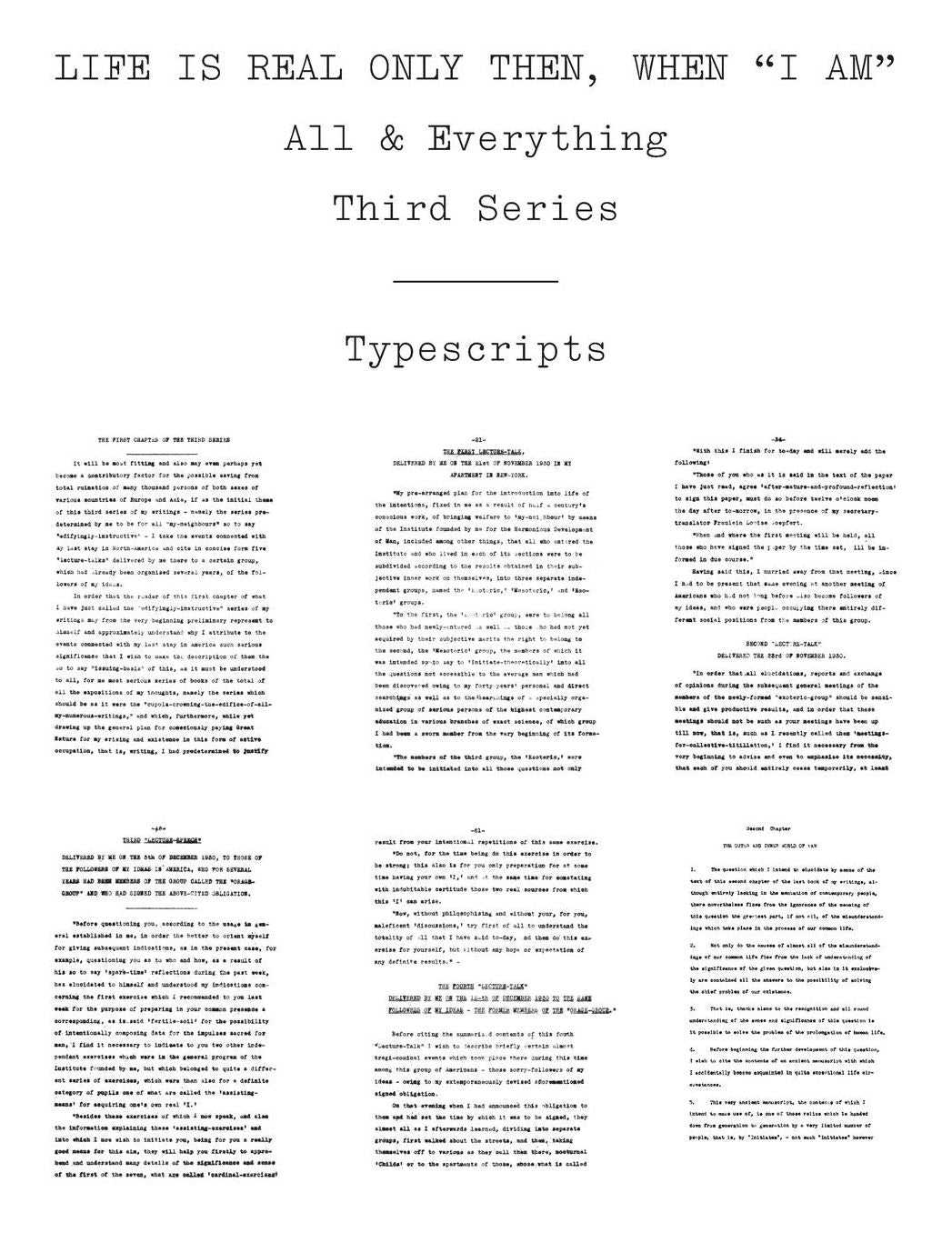Life Is Real Only Then, When "I Am": Typescripts