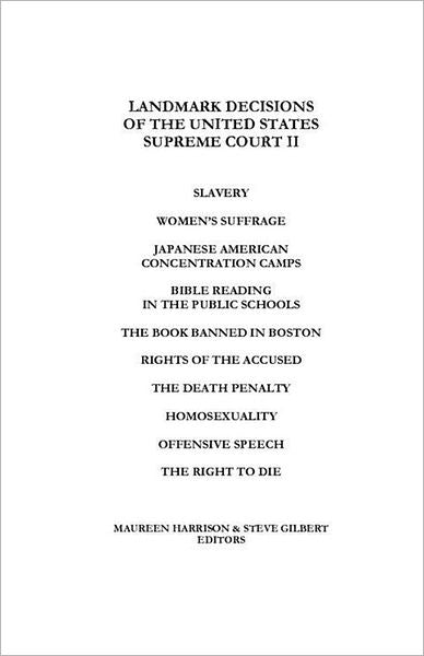 Landmark Decisions Of The United States Supreme Court Ii