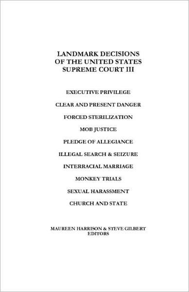Landmark Decisions Of The United States Supreme Court Iii