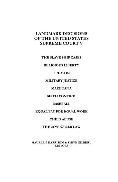 Landmark Decisions Of The United States Supreme Court V