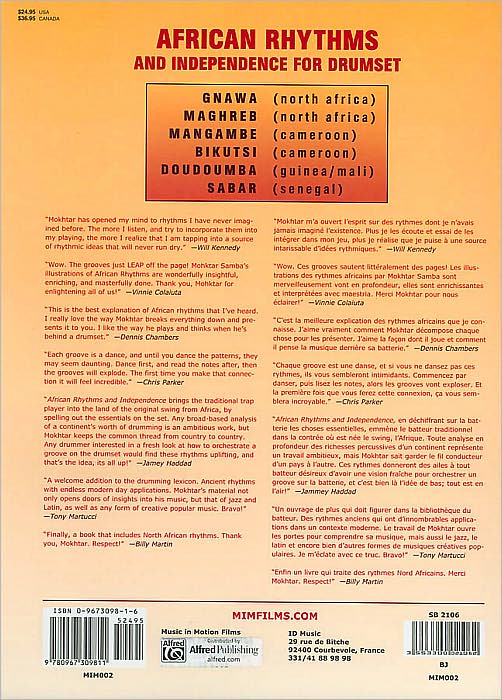 African Rhythms and Independence for Drumset: A Guidebook for Applying Rhythms from North, Central, and West Africa to Drumset, Book & CD