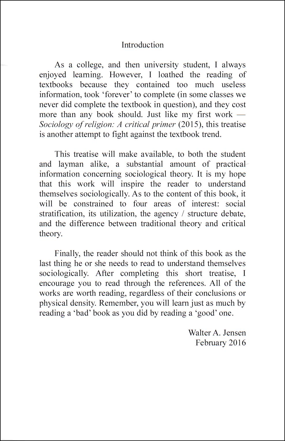 Sociological theory: A critical primer