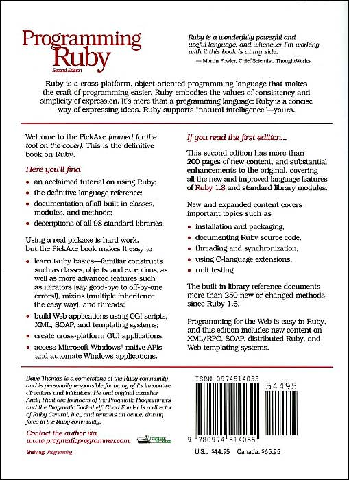 Programming Ruby: The Pragmatic Programmers' Guide (Pragmatic Programmers Series)