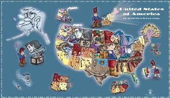 The Little Man In the Map - Wall Map: With Clues To Remember All 50 States