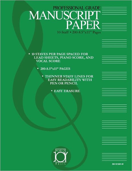House Of Joy Music Deluxe 10-Staff Manuscript Paper