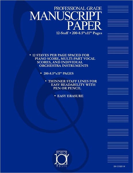 House Of Joy Music Deluxe 12-Staff Manuscript Paper