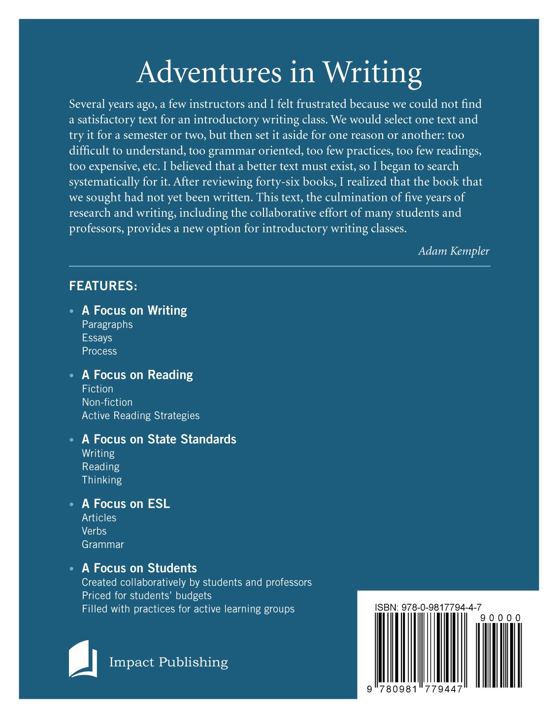 Adventures in Writing: An Introduction to the Writing Process