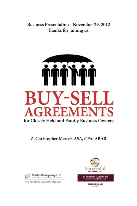 Buy-Sell Agreements For Closely Held And Family Business Owners