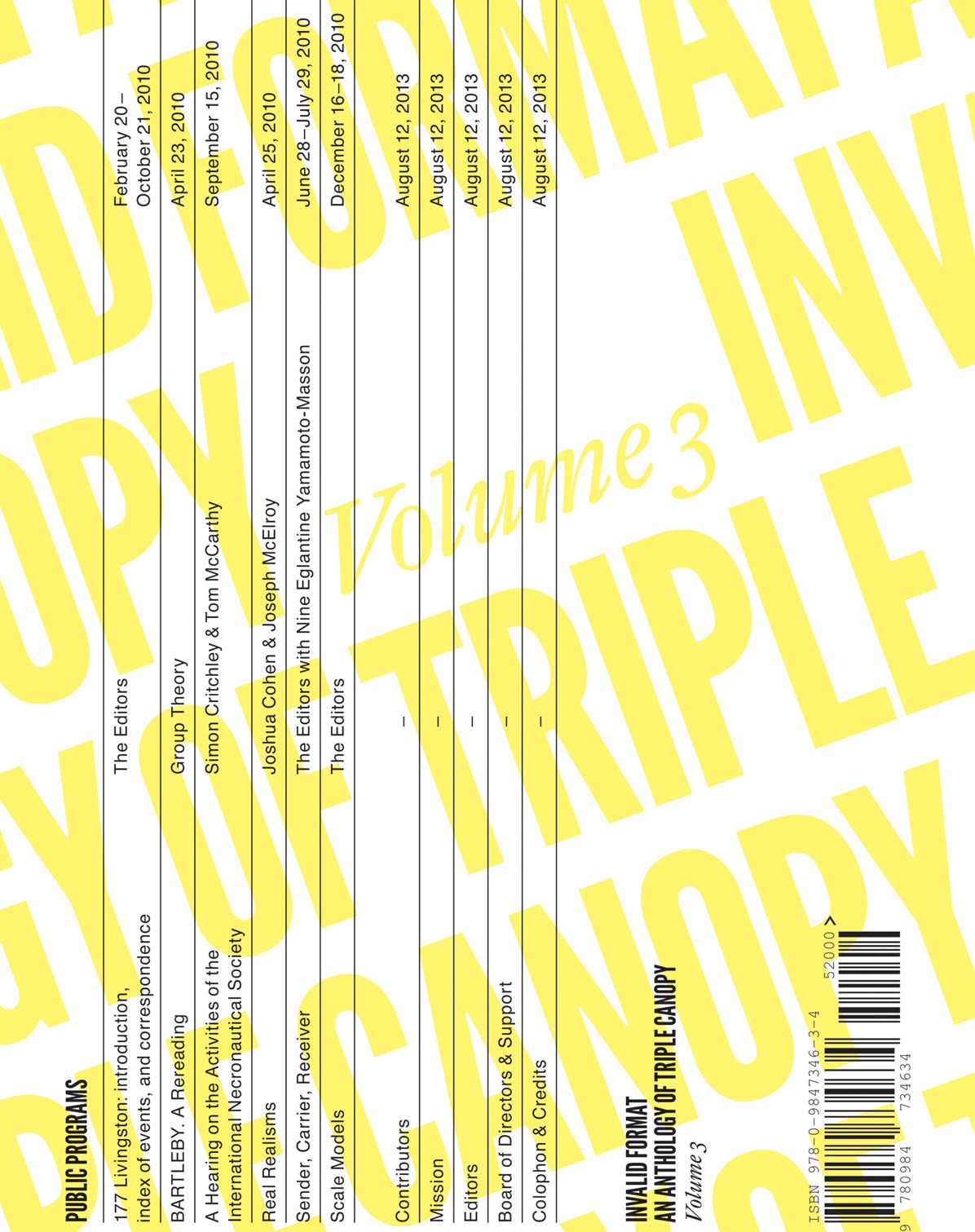 Invalid Format: An Anthology of Triple Canopy, Volume 3