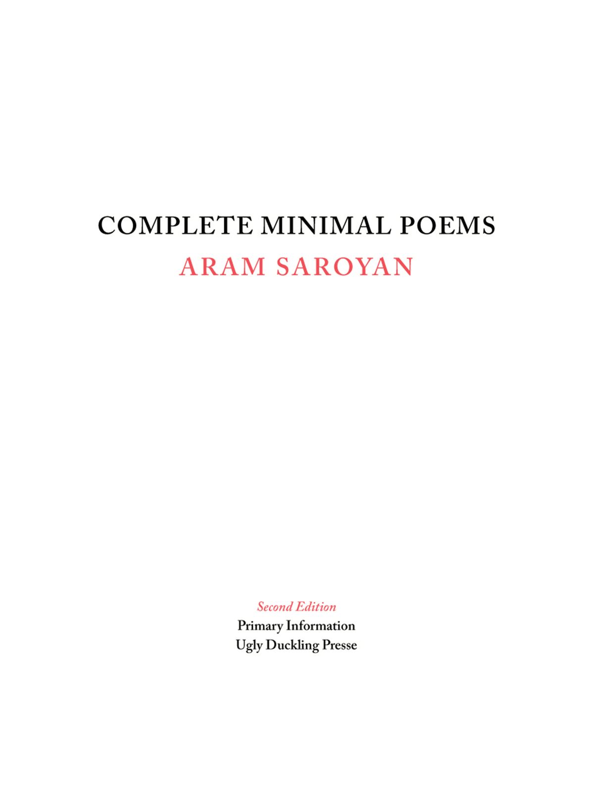Complete Minimal Poems