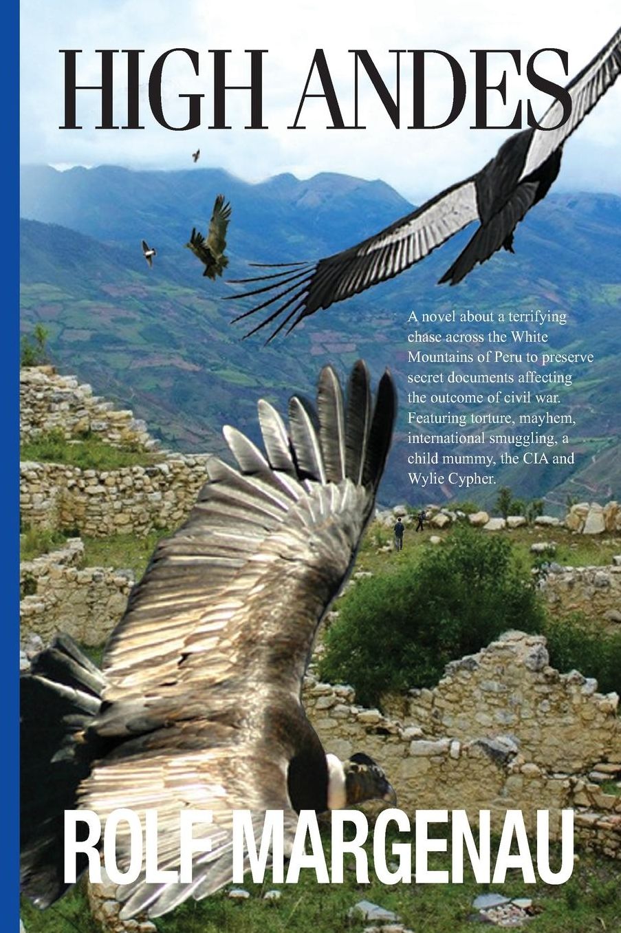 High Andes: Wylie Cypher fights his way across the White Mountains of Peru with his daughter, Mercy, to protect a vital international secret. Featuring torture, mayhem, international smuggling, the ancient goddess, Pachamama, a child mummy, and the CIA.