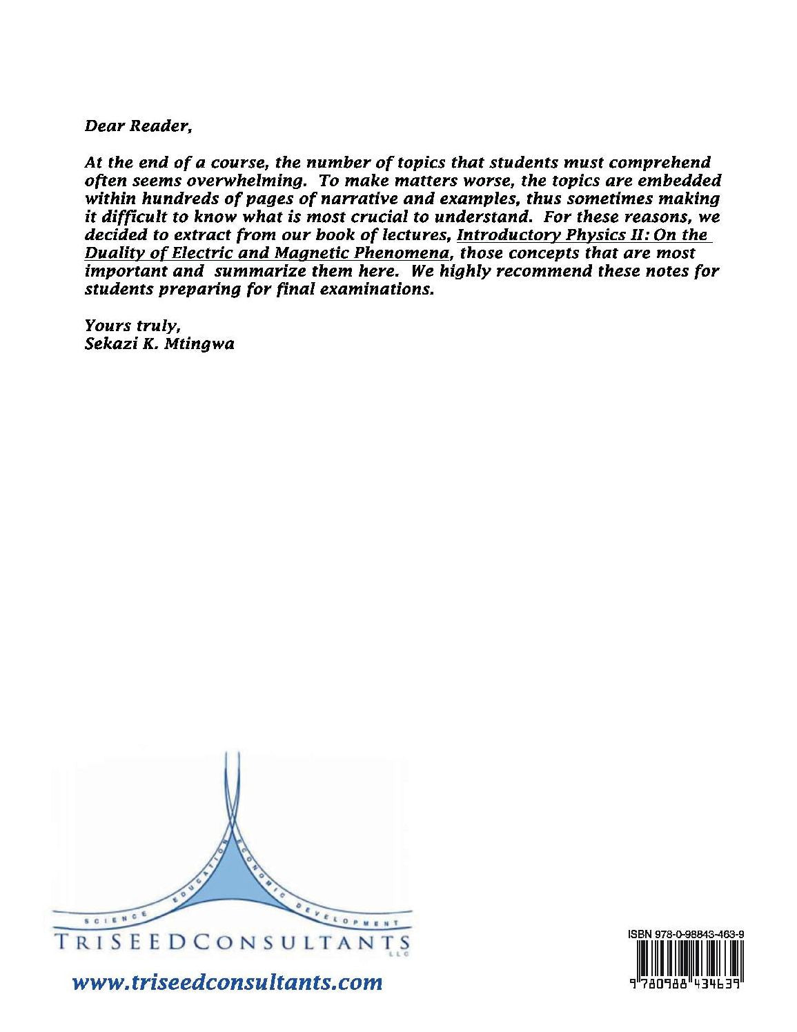 Highlights of Introductory Electromagnetism: An Essential Review for Exams