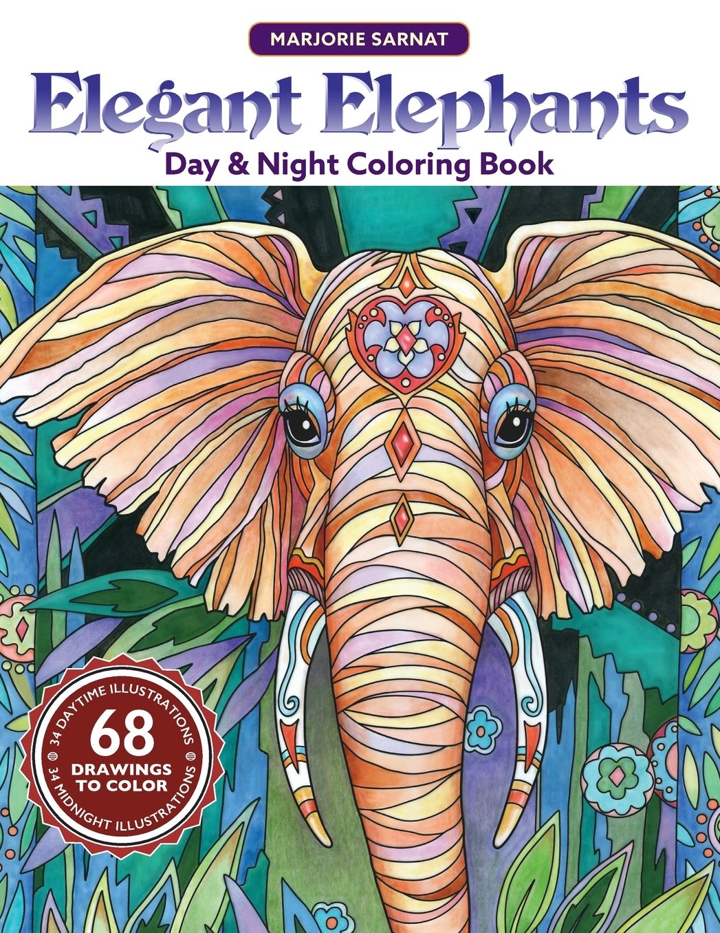 Elegant Elephants Day & Night Coloring Book