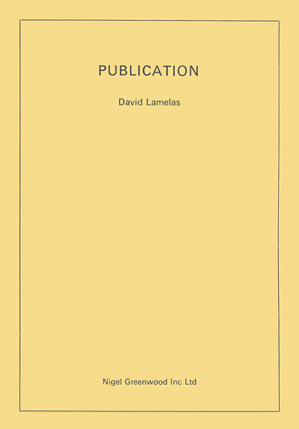 David Lamelas: Publication