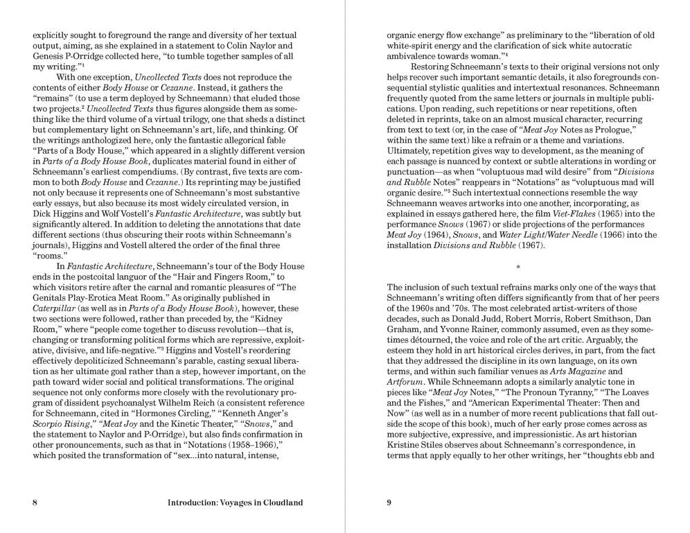 Carolee Schneemann: Uncollected Texts