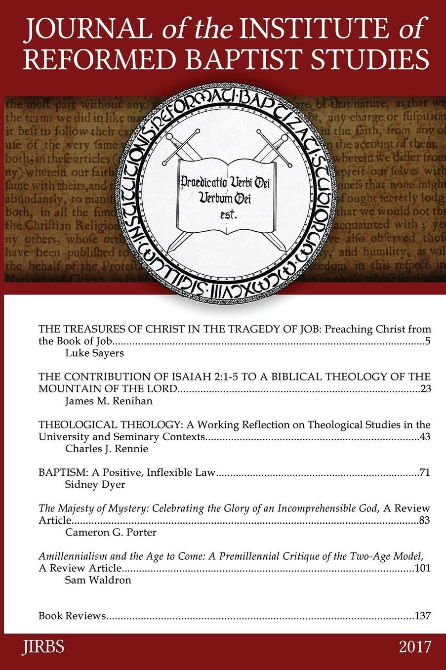 Journal of the Institute of Reformed Baptist Studies 2017