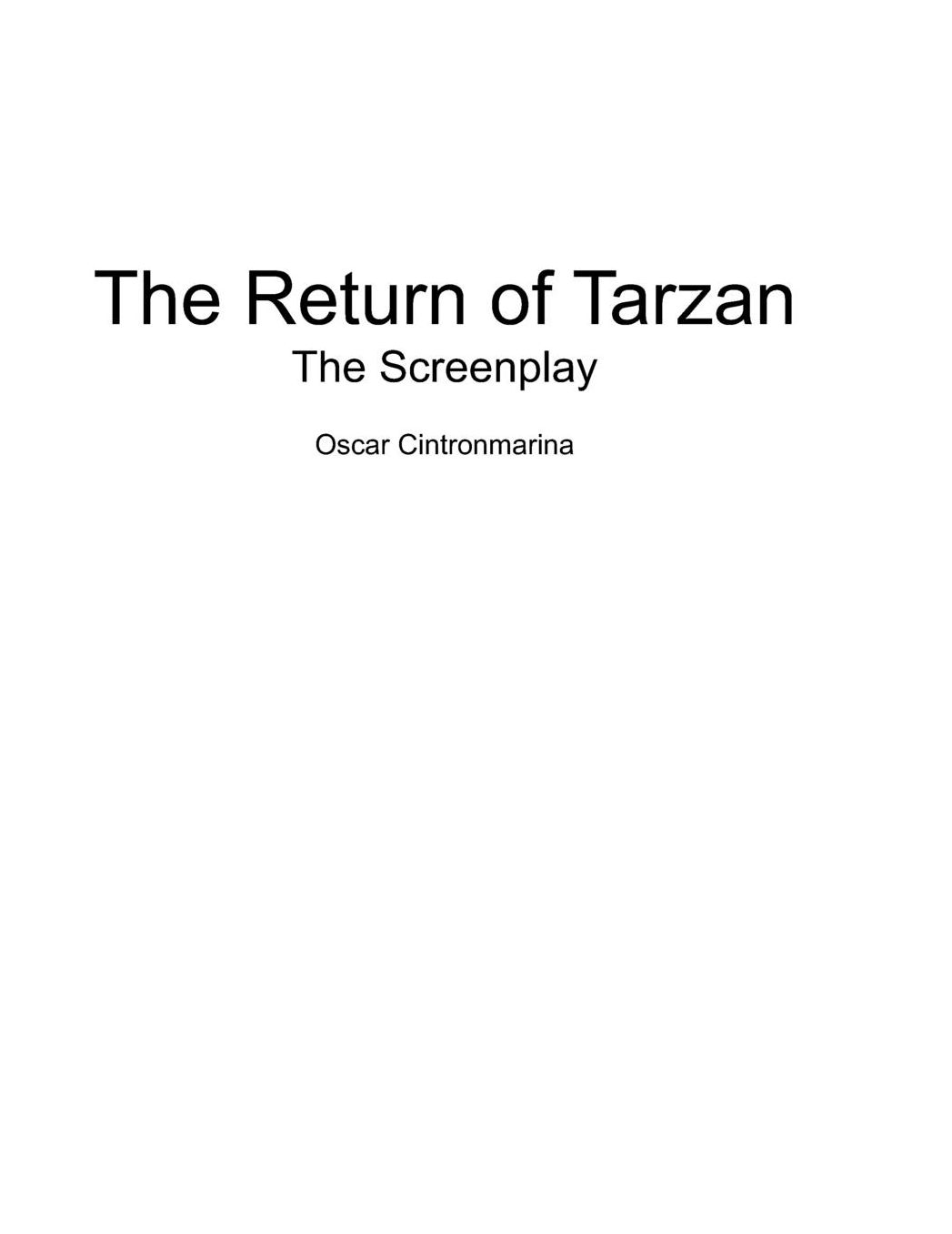 The Return of Tarzan: The Screenplay