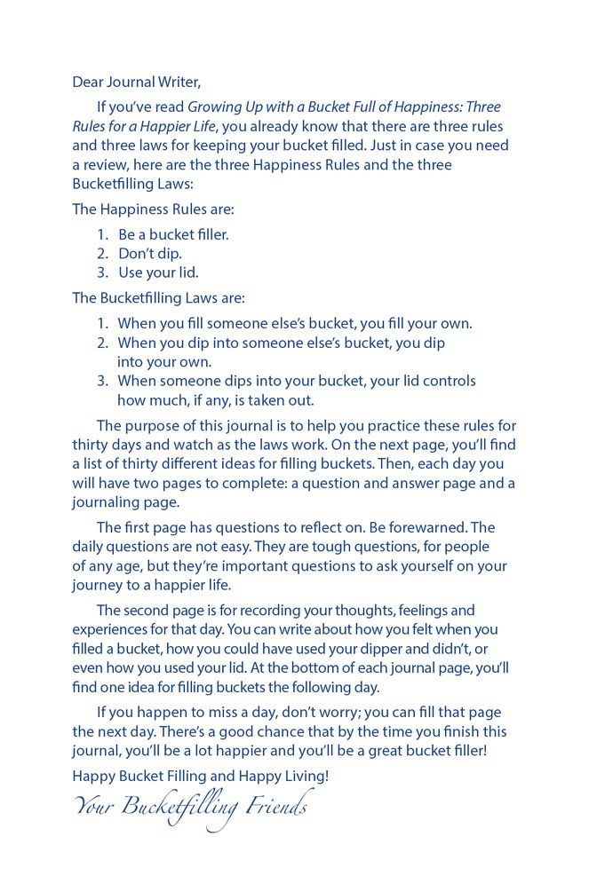 My Bucketfilling Journal: 30 Days to a Happier Life