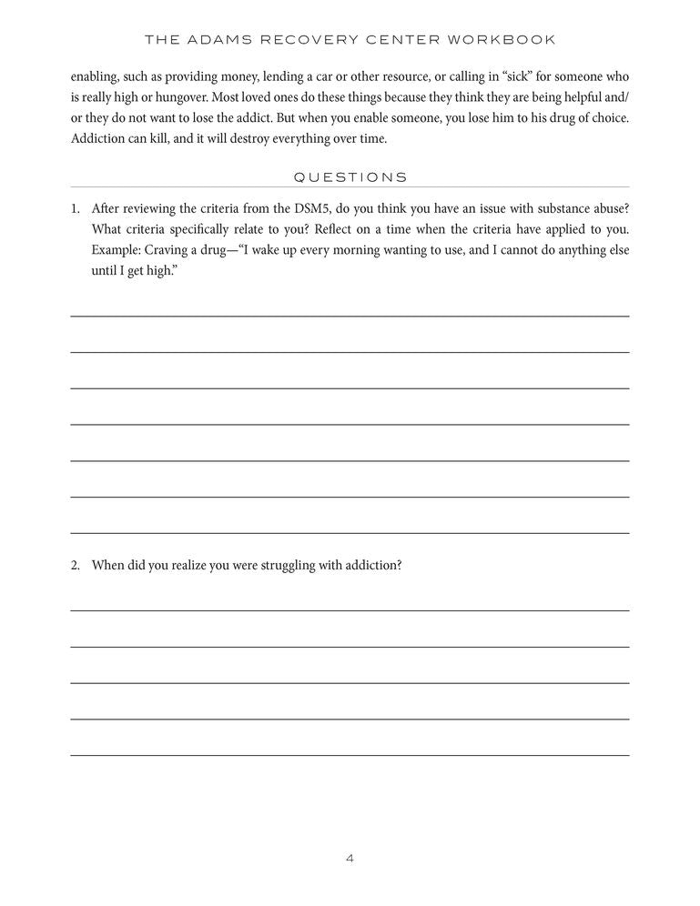 The Adams Recovery Center Workbook: A Comprehensive Guide to the Process of Healing Addiction