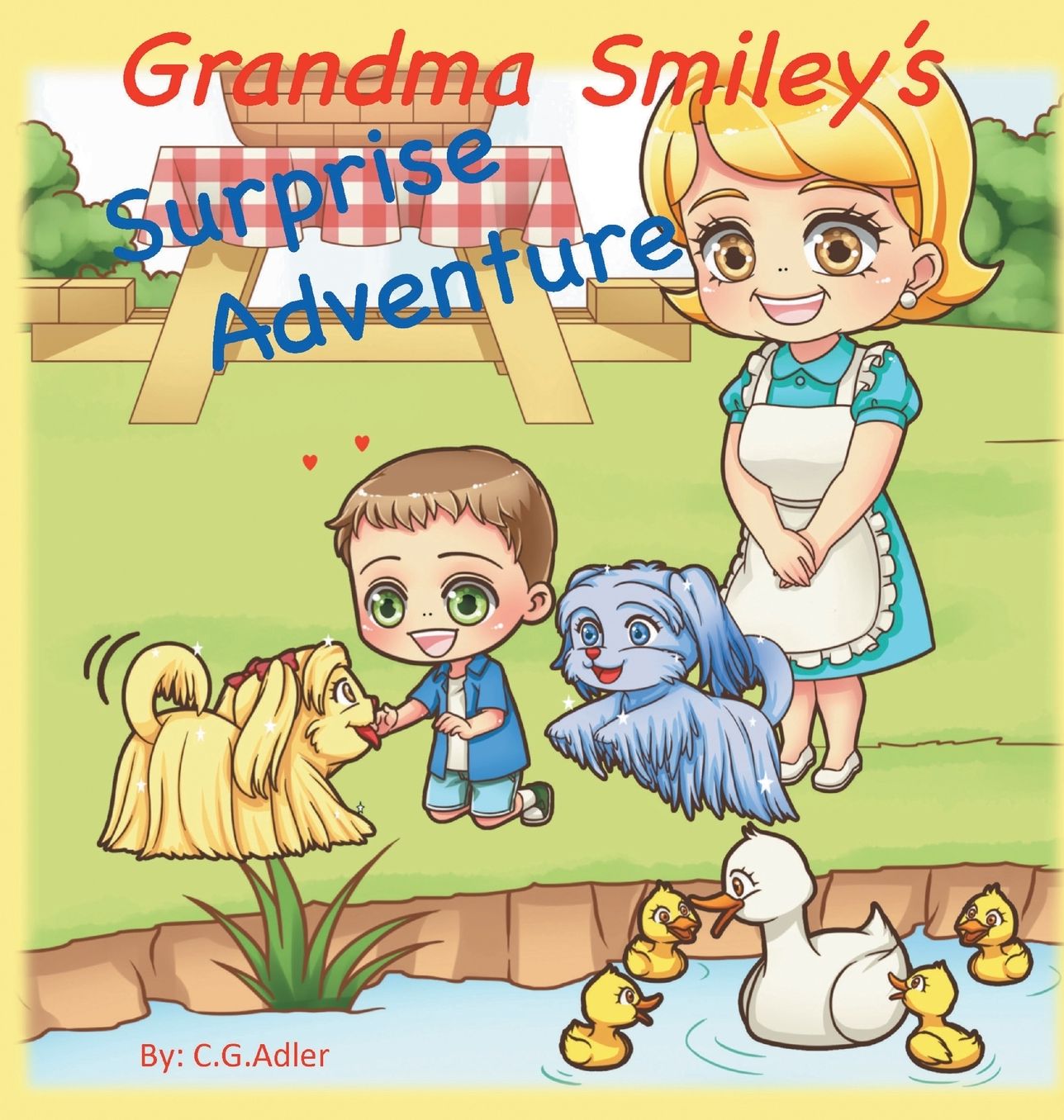 Grandma Smiley's Surprise Adventure: Grandma Smiley's Surprise Adventure. Grandma Smiley takes her grandchildren and their magical puppy playmates on an adventure to Melody Park. Fun, adventure and surprise are enjoyed by all. 16 colorful illustrations.