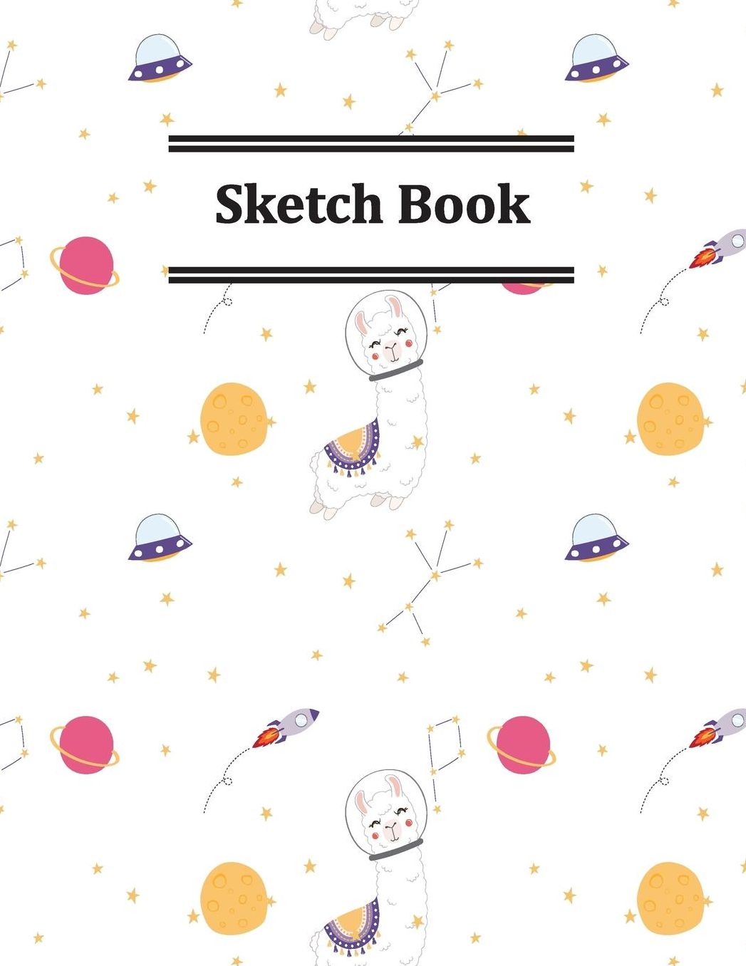 Sketch Book: Space Astronaut Llama pattern sketchbook For Drawing Lovers